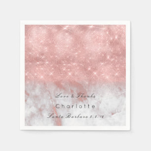Rosa Rose Gold Blush Weißer grauer Marmor Party Lu Serviette