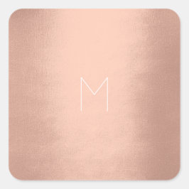 Rosa Rose Gold Blush Weißes Pulver Minimales Monog Quadratischer Aufkleber