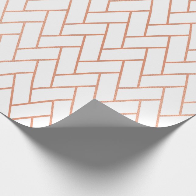 Rosa Rose Gold Blush White Bricks Zig Zag Geschenkpapier (Ecke)