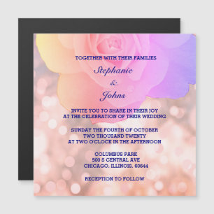Rosa Rose Gold Bokeh Navy Blauer Glitzer Magneteinladung
