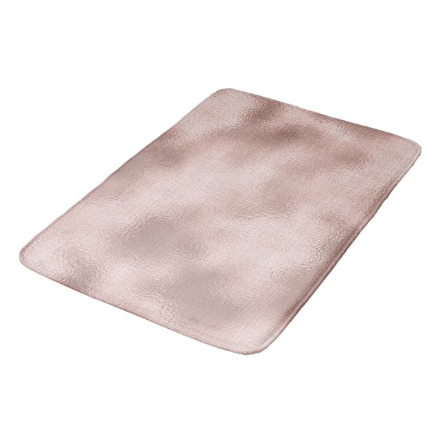Rosa Rose Gold Brautparty Badematte (Schrägansicht)