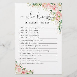 Rosa Rose Gold Brautparty Game