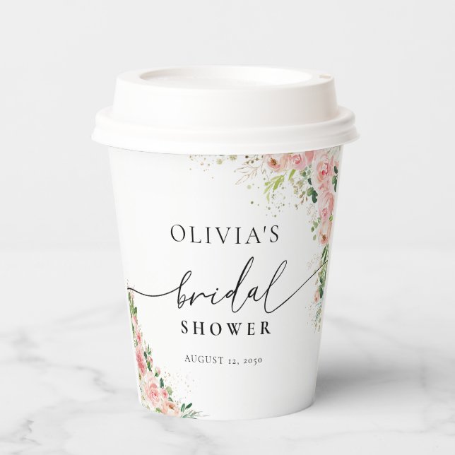 Rosa Rose Gold Brautparty Paper Cup Pappbecher (Vorderseite)