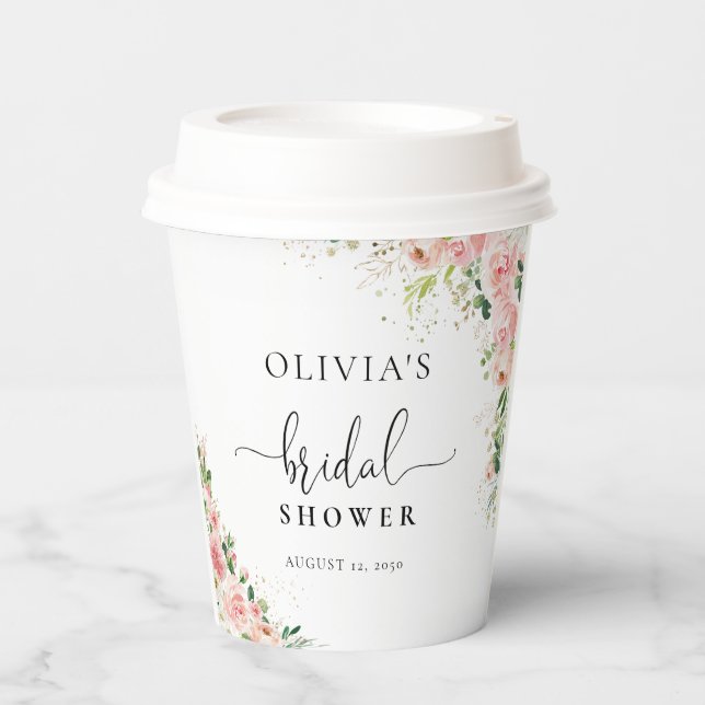 Rosa Rose Gold Brautparty Papier-Cups Pappbecher (Vorderseite)