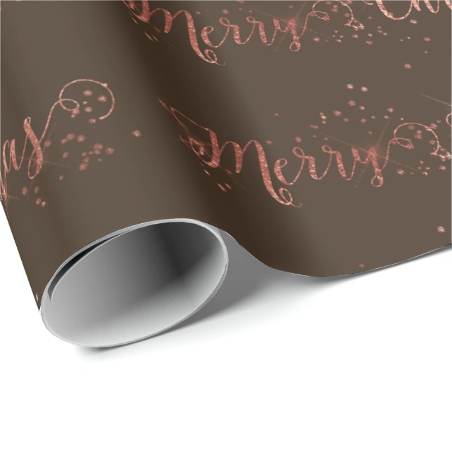 Rosa Rose Gold Bronze Frohe Weihnachtsschrift Geschenkpapier (Rolleneckpunkt)