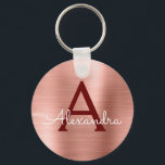 Rosa Rose Gold Burgund Edelstahl Monogramm Schlüsselanhänger<br><div class="desc">Blush Pink - Rose Gold und Burgund Imitate Edelstahl Metallic Elegant Schlüsselanhänger. Diese Schlüsselanhänger können so angepasst werden,  dass sie Ihren Anfangs- und Vornamen enthalten. Diese Schlüsselketten machen Geburtstags-,  Brautparty- oder Junggeselinnen-Abschied-Favoriten großartig.</div>