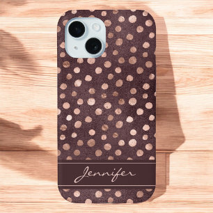 Rosa Rose Gold - Burgund Polka Dot Pattern Case-Mate iPhone Hülle