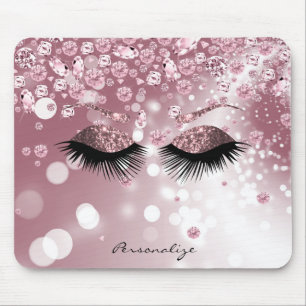 Rosa Rose Gold Diamant und Rose Gold Glitzer Augen Mousepad