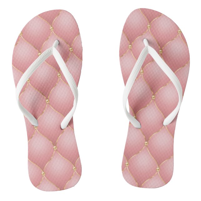 Rosa Rose Gold Diamanten Flip Flops (Fußbett)