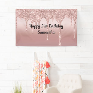 Rosa Rose Gold Drilling Glitzer Personalisiert Banner