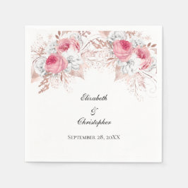 Rosa Rose Gold Floral Elegante Hochzeit Serviette