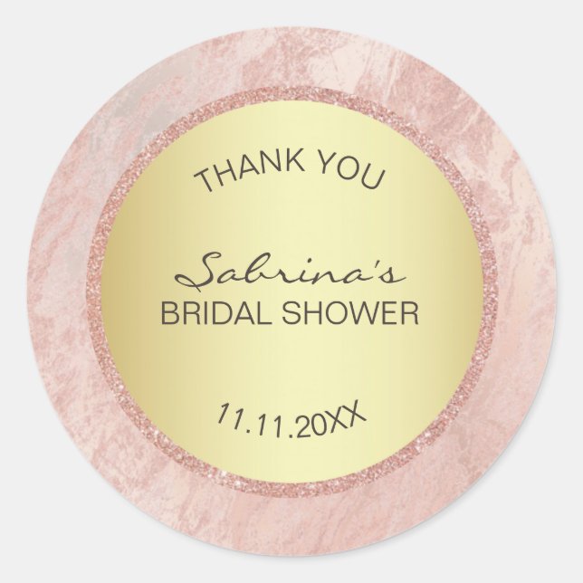 Rosa Rose Gold Foil Glitzer Brautparty Runder Aufkleber (Vorderseite)