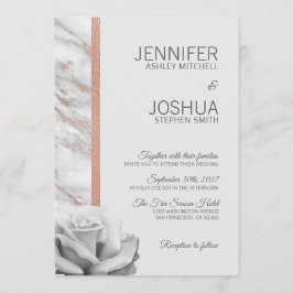 Rosa-Rose-Gold-Foil-Marmor Grau-Hochzeit Einladung