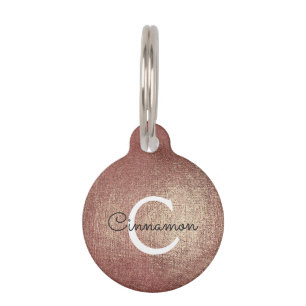 Rosa Rose Gold Foil Metallic Monogram Name Haustiermarke