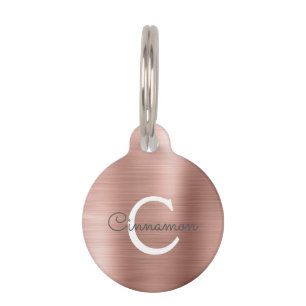 Rosa Rose Gold Foil Metallic Monogram Name Haustiermarke