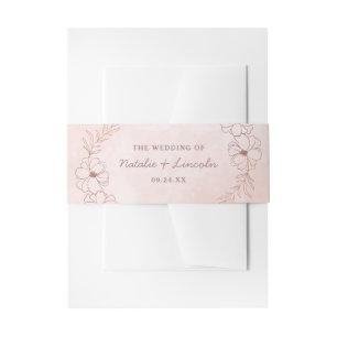 Rosa Rose Gold Foil Rustikale Hochzeitsmonogramm Einladungsbanderole