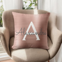 Rosa Rose Gold gebürstetes Metal Monogramm Name