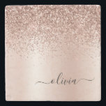 Rosa Rose Gold gebürstetes Metal Monogramm Name Steinuntersetzer<br><div class="desc">Rose Gold - Rosa schwarze Imitate Folie Glitzer aus metallischem Sparkle gebürstetes Monogramm Name Stone Tile. Das macht den perfekten Abschluss,  süßen 16 Geburtstag,  Hochzeit,  Brautparty,  Jubiläum,  Babydusche oder Junggeselinnen-Abschied Geschenk für jemanden,  die Lieben glamourösen Luxus und schicke Stile.</div>