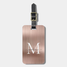 Rosa Rose Gold gebürstetes Monogram Gepäckanhänger