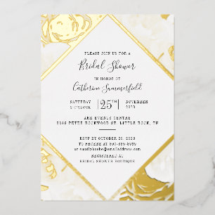Rosa Rose Gold Geometrisches Brautparty Gold Folieneinladung