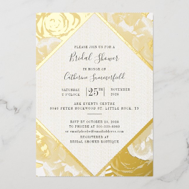 Rosa Rose Gold Geometrisches Brautparty Gold Folieneinladung (Vorderseite)