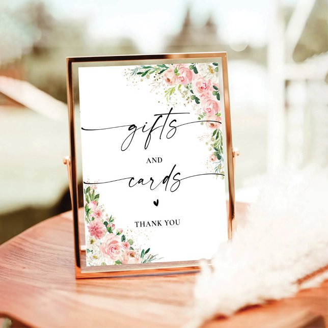 Rosa Rose Gold Geschenke und Karten signieren Sockelschild (Von Creator hochgeladen)