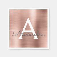 Rosa Rose Gold Girly Foil Monogram Birthday