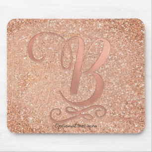 Rosa Rose Gold Glam Initialname Letter B Benutzerd Mousepad