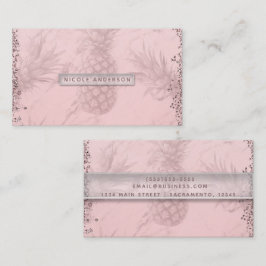 Rosa Rose Gold Glitzer Ananas Tropischer Chic Visitenkarte
