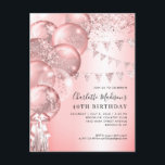 Rosa Rose Gold Glitzer Ballon jedes Alter Geburtst Postkarte<br><div class="desc">Modernes,  elegantes Rosa Rosa Rose Gold Glitzer Sparkle Banner Ballon Jegliche Jahreszeit</div>