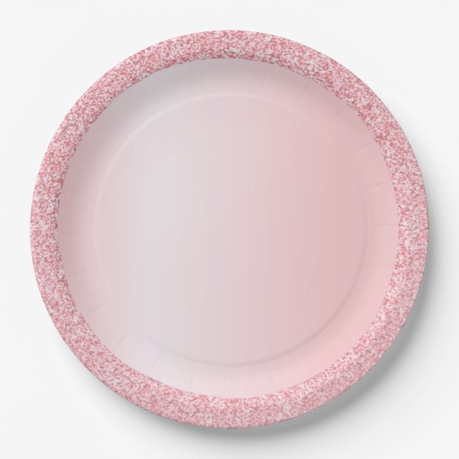 Rosa Rose Gold Glitzer Blank Trendvorlage Pappteller (Vorderseite)