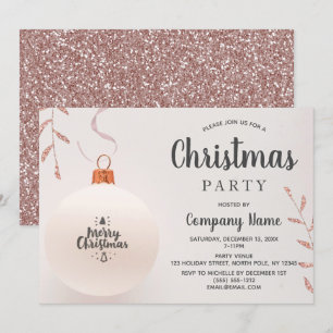 Rosa Rose Gold Glitzer Corporate Holiday Party Einladung