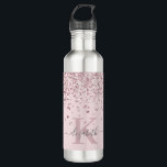 Rosa Rose Gold Glitzer Diamond Monogram Edelstahlflasche<br><div class="desc">Elegant, Sparkle Luxury, Glam, Girly Imitats Rose Gold Glitzer Diamant Konfetti maßgeschneiderte personalisierte mit Monogramm Wasserflasche auf Pulver rot Rosa. Die Imitate rot rosa Rosa Gold Glitzer und weiße Diamanten Konfetti. Schöne Namensvorlage in handgeschriebenen Kalligraphie-Schriftart-Skript mit Swashes. Fügen Sie Ihren Namen und Monogramm zuerst hinzu. Bitte beachten Sie: dieses Design...</div>