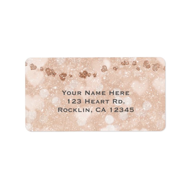 Rosa Rose Gold Glitzer Herz Party Einladung Adressaufkleber (Vorne)