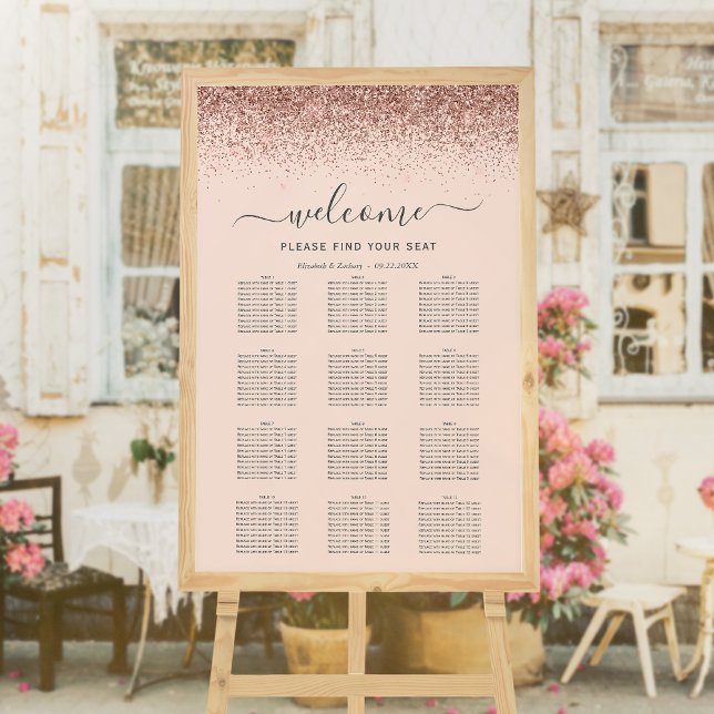 Rosa Rose Gold Glitzer Hochzeitssitze Poster (Von Creator hochgeladen)