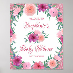 Rosa Rose Gold Glitzer Kinderdusche Poster