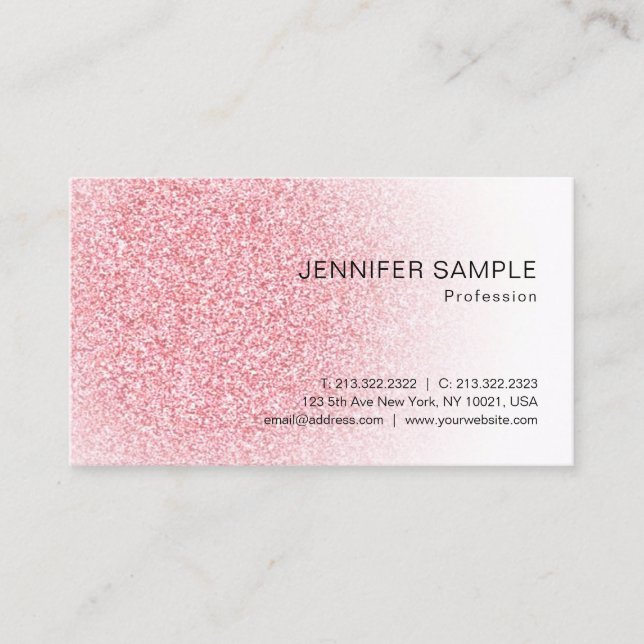 Rosa Rose Gold Glitzer Moderne Elegant Visitenkarte (Vorderseite)
