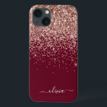 Rosa Rose Gold Glitzer Monogram Cas Case-Mate iPhone Hülle<br><div class="desc">Rose Gold - Blush Pink und Burgund Imitate Sparkle und Dripping Glitzer gebürstete Metal Monogram Name und Initial Phone. Das macht den perfekten 16 Geburtstag,  Hochzeit,  Brautparty,  Jubiläum,  Babydusche oder Junggeselinnen-Abschied Geschenk für jemanden,  der Lieben glamourösen Luxus und schicke Stile.</div>