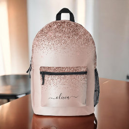 Rosa Rose Gold Glitzer Monogram Name Bedruckter Rucksack