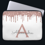 Rosa Rose Gold Glitzer Monogramm Laptopschutzhülle<br><div class="desc">Weiß und Rosa - Rose Gold Imitats Dripping Modern and Elegant Girly Glitzer and Sparkle Elegant Monogram Case. Dieser Fall kann so angepasst werden,  dass er Ihren Anfangs- und Vornamen enthält.</div>