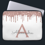 Rosa Rose Gold Glitzer Monogramm Laptopschutzhülle<br><div class="desc">Weiß und Rosa - Rose Gold Imitats Dripping Modern and Elegant Girly Glitzer and Sparkle Elegant Monogram Case. Dieser Fall kann so angepasst werden,  dass er Ihren Anfangs- und Vornamen enthält.</div>