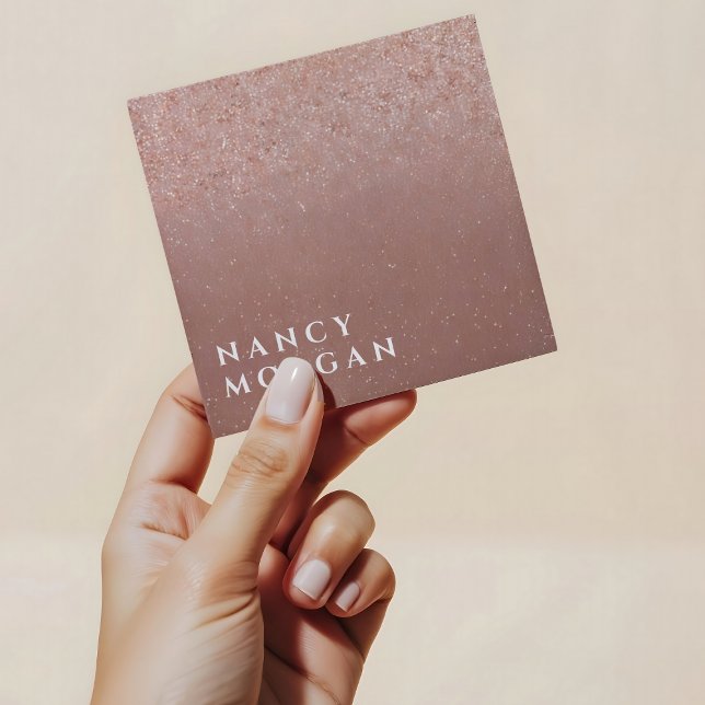 Rosa Rose Gold Glitzer Nail Artist Quadratische Visitenkarte (Von Creator hochgeladen)