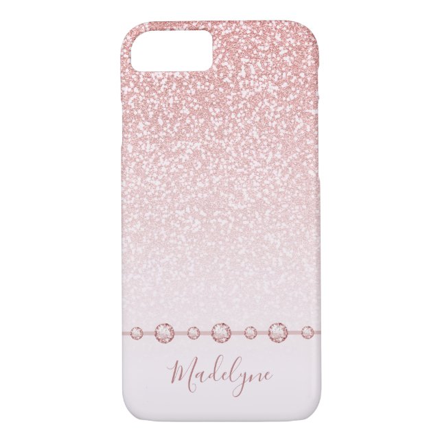 Rosa Rose Gold Glitzer Ombre Kristall Case-Mate iPhone Hülle (Rückseite)