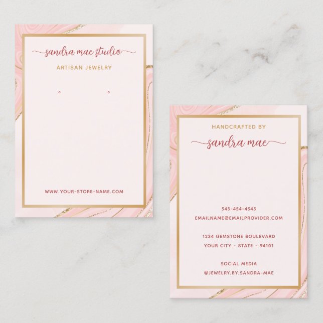 Rosa Rose Gold Glitzer Schmuckkarte in Rosa Visitenkarte (Vorne/Hinten)