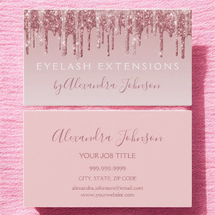 Rosa Rose Gold Glitzer Sparkle Eyelash Erweiterung Visitenkarte