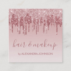 Rosa Rose Gold Glitzer Sparkle Haarköppchen Quadratische Visitenkarte