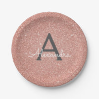 Rosa Rose Gold Glitzer & Sparkle Monogram Birthday