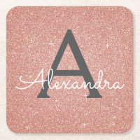 Rosa Rose Gold Glitzer & Sparkle Monogram Birthday
