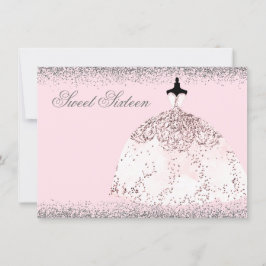 Rosa Rose Gold Glitzer Sweet 16 Einladung