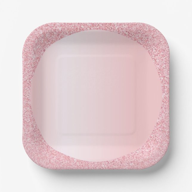 Rosa Rose Gold Glitzer Trendform Template Pappteller (Vorderseite)